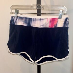 lululemon athletica Navy Shorts with Patterned Pink-Blue Waistband